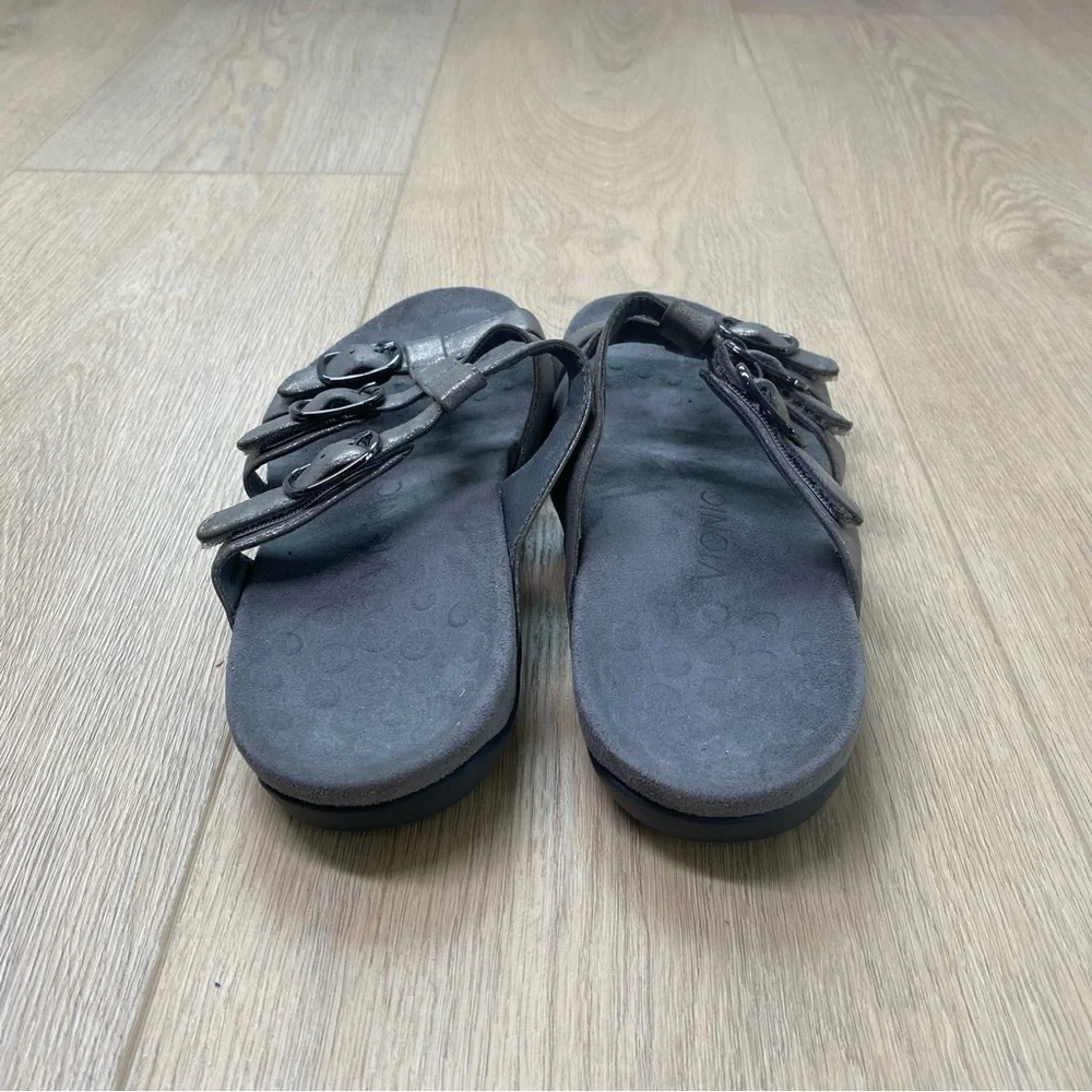 Vionic Misa Silver Metallic Triple Strap Sandals Size 9